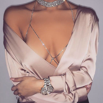 Women's Rhinestone Body Jewelry Necklace – Elegant Body Chain
