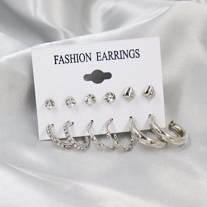Simple Earrings 6 Pairs With Diamonds Earings Set