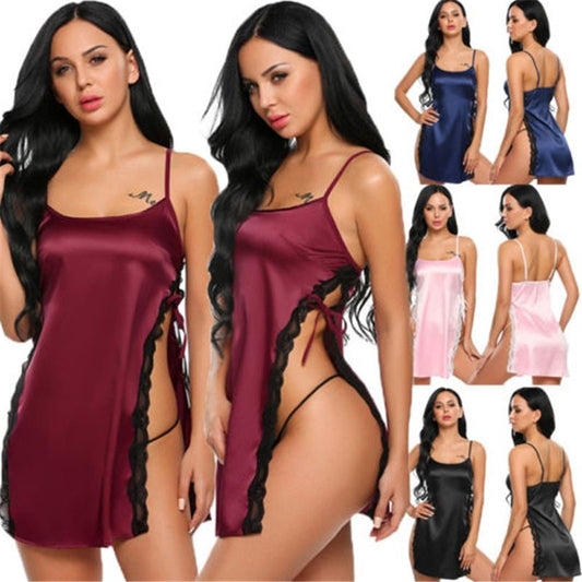 Silky Satin Lace Nightdress – Soft Sleepwear with Elegant Design