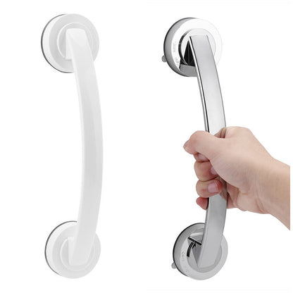 Chrome grab bar with a hand holding it on a white background