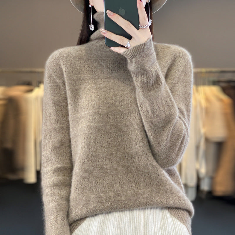 Pile Collar Front Line Ready-made Garments 100 Woolen Sweater For Women