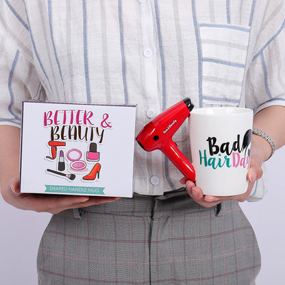 Creative Ceramic Hair Dryer Mug Ladies Tool Hair Dryer Hair Salon Bathroom Decor Vanity Decor Coffee Cup Hairdresser Gift