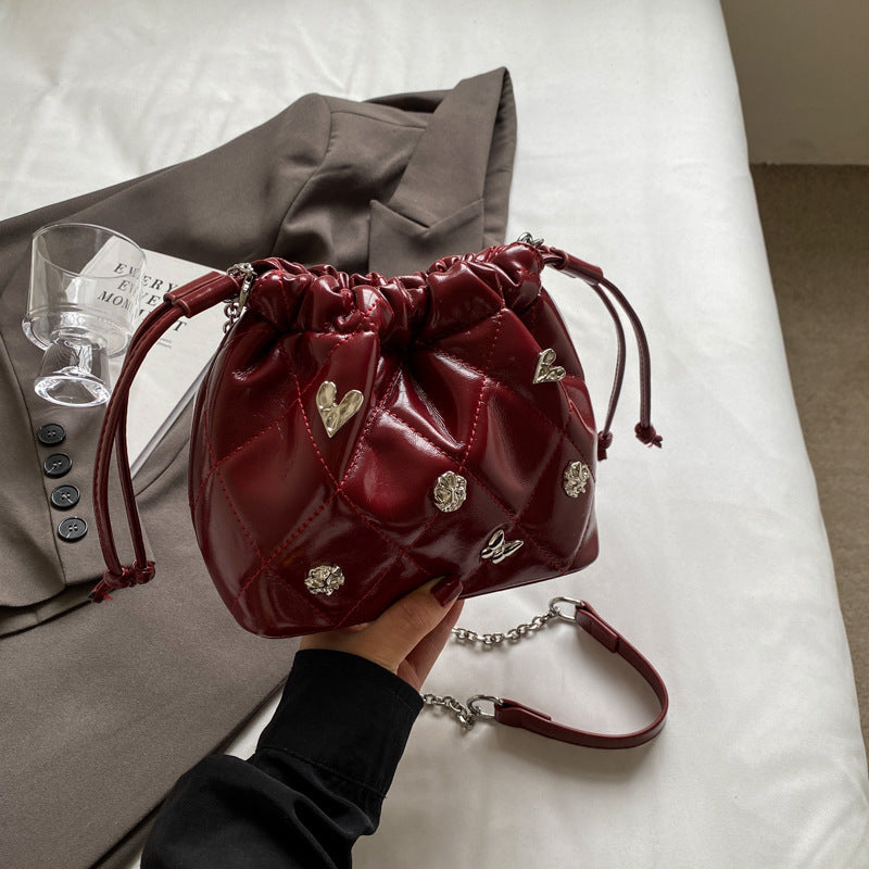Chain Kafuu Diamond Fashion Shoulder Crossbody Mini Bucket Bag