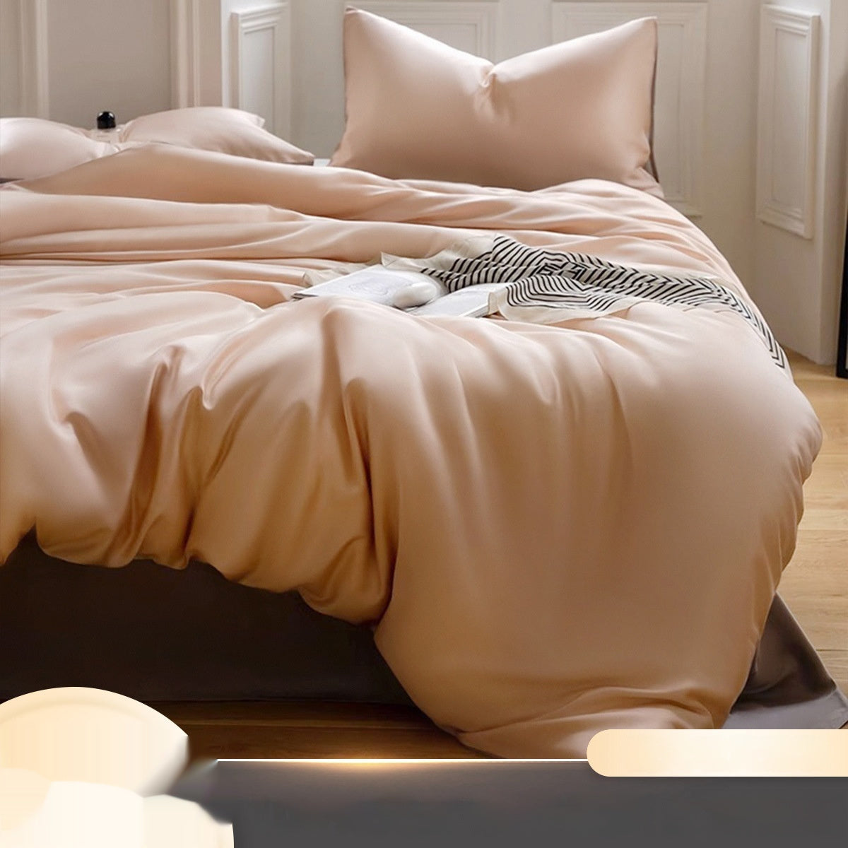 Summer Bed Four-piece Ice Silk Summer Cooling Quilt Cover Fitted Sheet