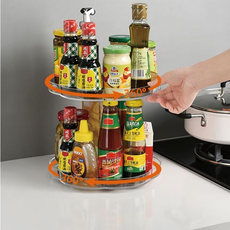 Box kitchen storage rotatable condiment turntable