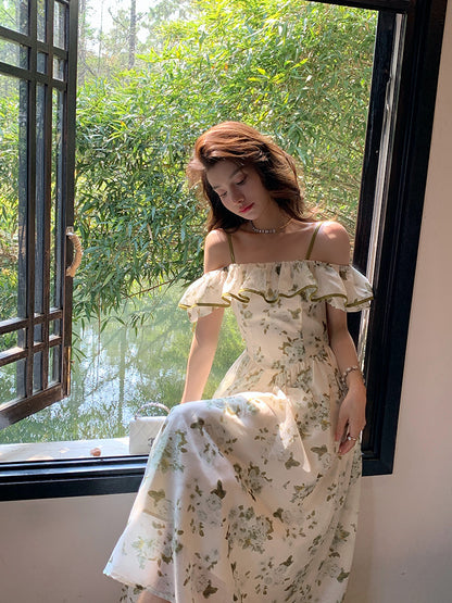 Green Floral Dress For Women In Summer