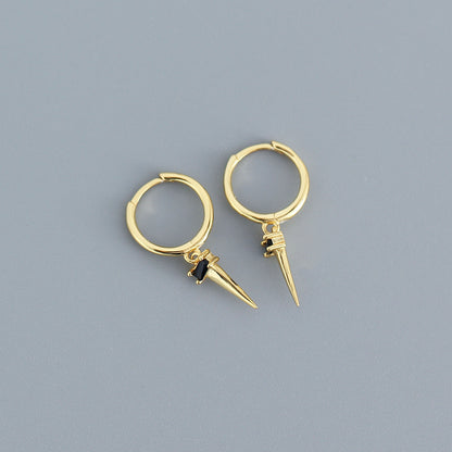 Silver Zircon Cone Hoop Huggies Earrings