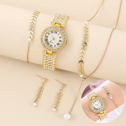 Diamond Women’s Luxury Rhinestone Quartz Watch Set