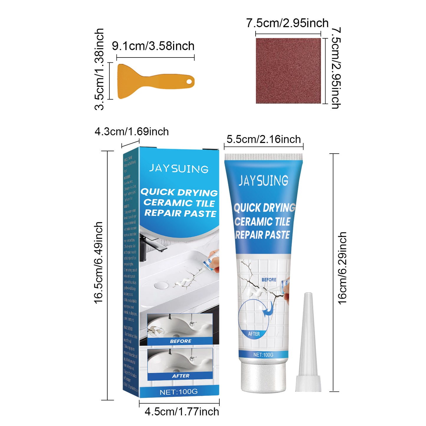 Tile Repair Adhesive Paste for Bathtubs, Marble, Furniture & Floor Cracks