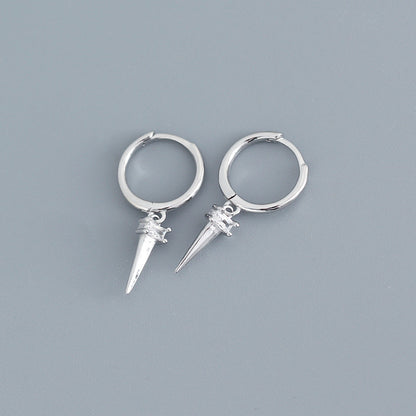 Silver Zircon Cone Hoop Huggies Earrings