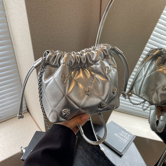 Chain Kafuu Diamond Fashion Shoulder Crossbody Mini Bucket Bag