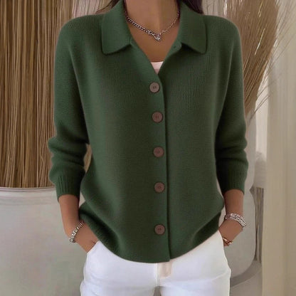 Button-Knitted Lapel Sweater Cardigan Coat for Women- Stylish & Versatile
