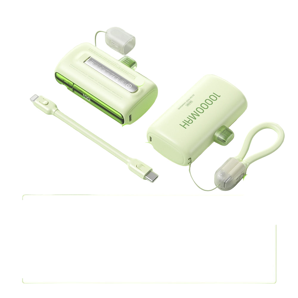 Linglong 22.5W Super Fast Charge 1W Capsule Emergency Power Bank with features highlighted on a light green background.