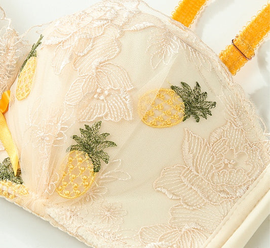 Japanese Cute Lace Bra Set - Thin Mold Cup Design