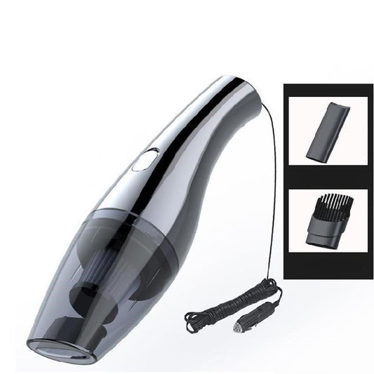 Handheld vacuum cleaner with attachments on a white background