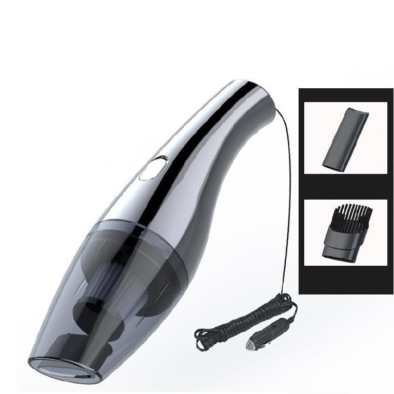Handheld vacuum cleaner with attachments on a white background
