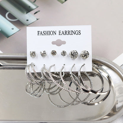 Simple Earrings 6 Pairs With Diamonds Earings Set