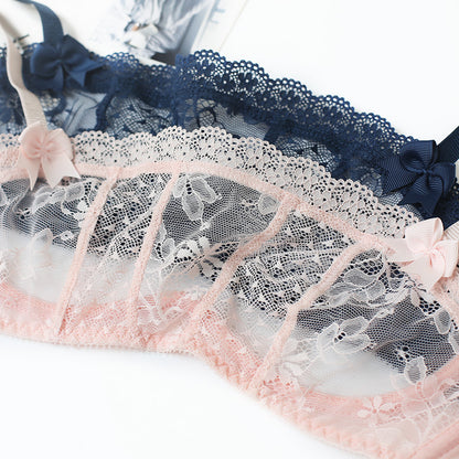 Women's Lace Bra and Underwear Set – Elegant Design with Steel Ring