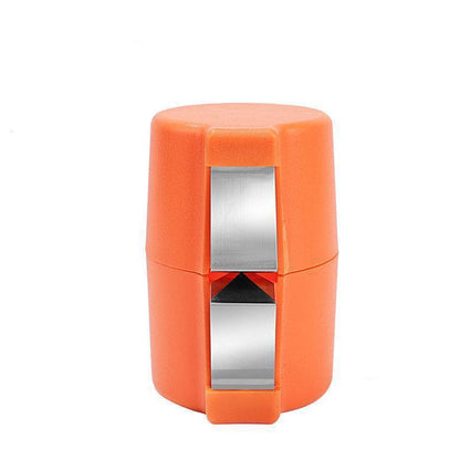 Orange pencil sharpener with a white background