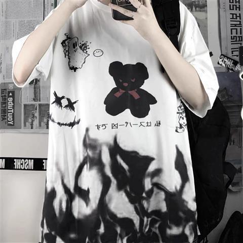 Ins Summer Female Loose  Graffiti Short Sleeve