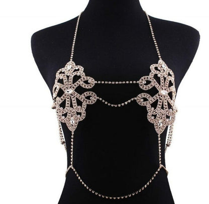 European and American Bikini Crystal Rhinestone Body Chain – Elegant Geometric Design