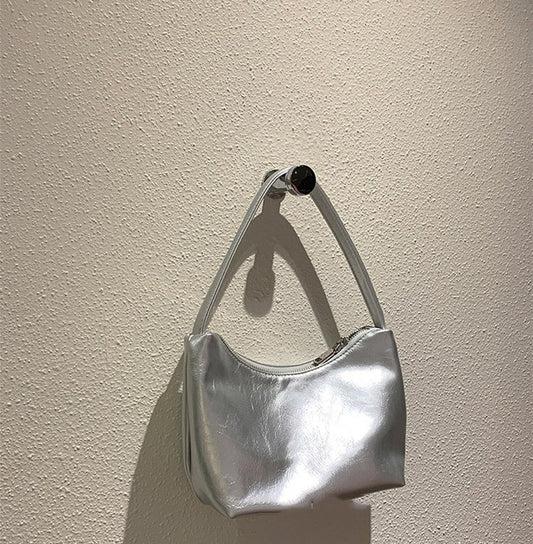 Minimalist Silver Handbag Shoulder Bag