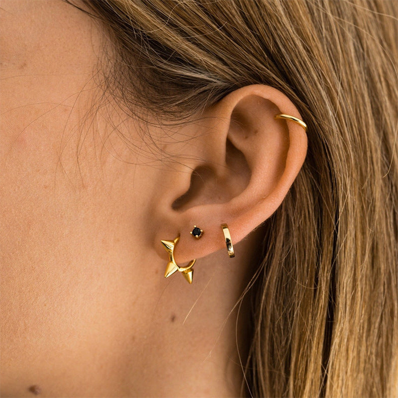 S925 Sterling Silver Punk Earings Set