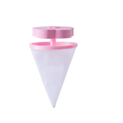 Two blue and two pink lint catchers for washing machines, designed to collect hair and lint from the washing water.