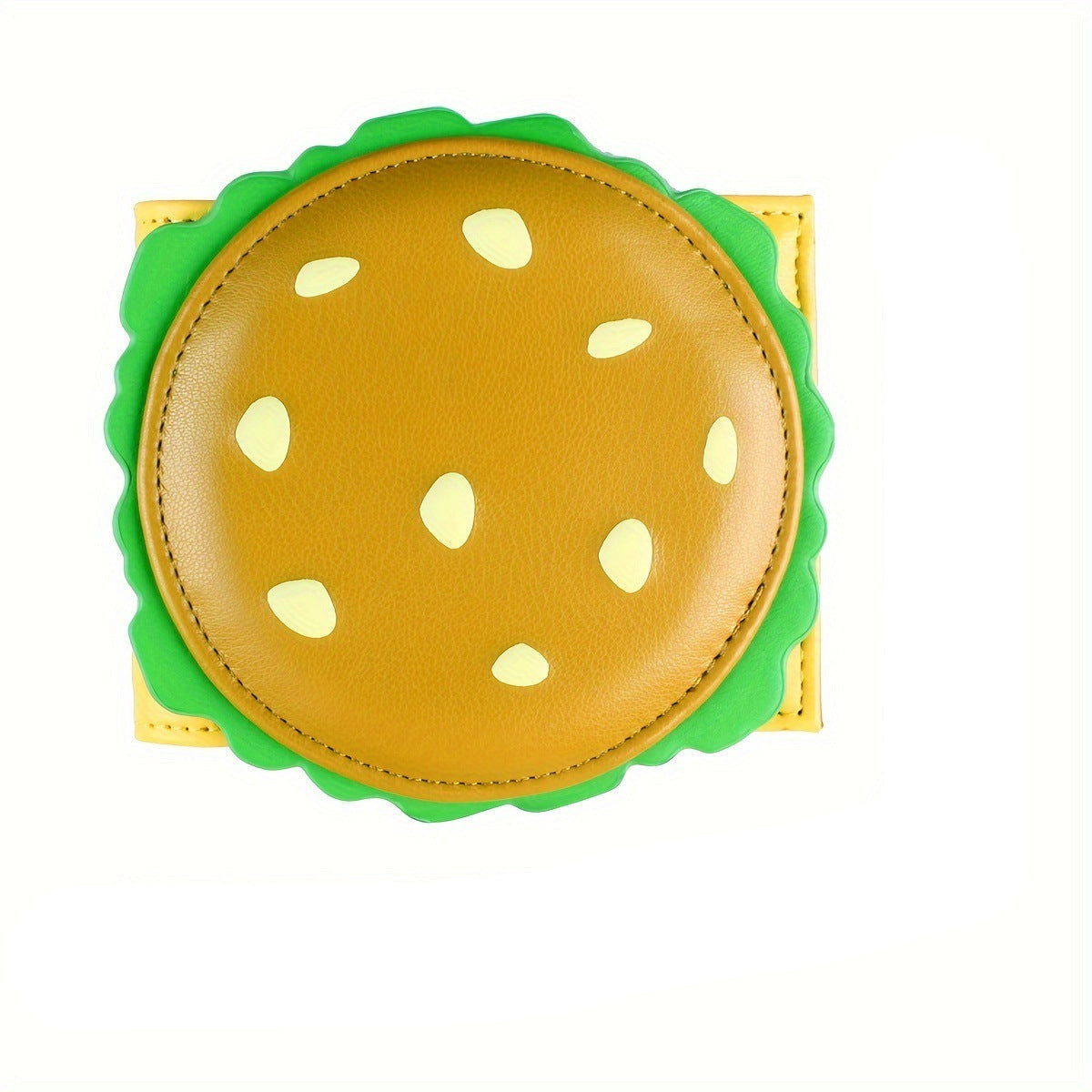 Hamburger-shaped coin purse with measurements and weight displayed
