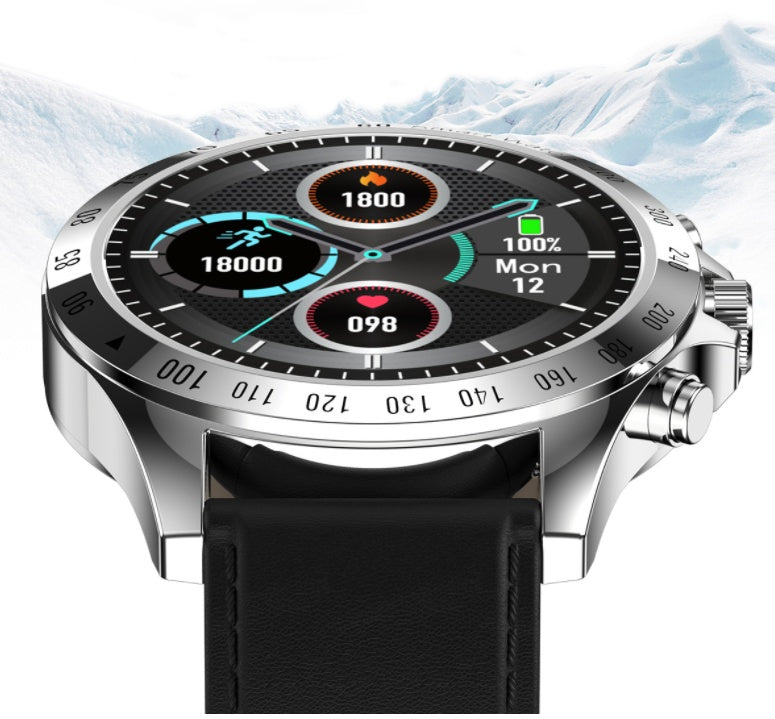 Smartwatch with a black strap on a white background