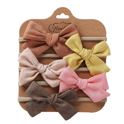 Children's Hair Accessories Handmade DIY Bow Hair Band 5-piece Baby Nylon Headband Set