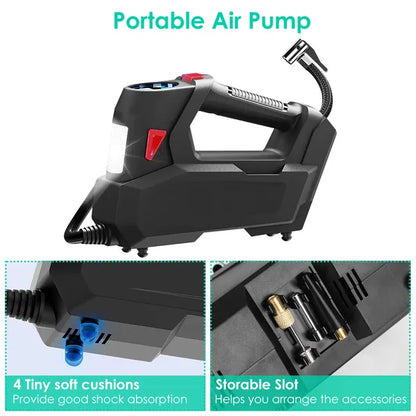 Portable Tire Inflator - 120 PSI Maximum Air Pump with Digital Display and LED Light