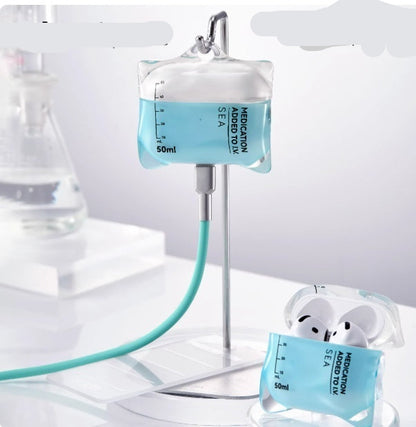 Airpod case with seawater drip design on a stand