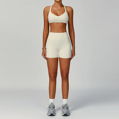 Women's Pure Color Tight Hollow-Out Beauty Back Sports Outfit