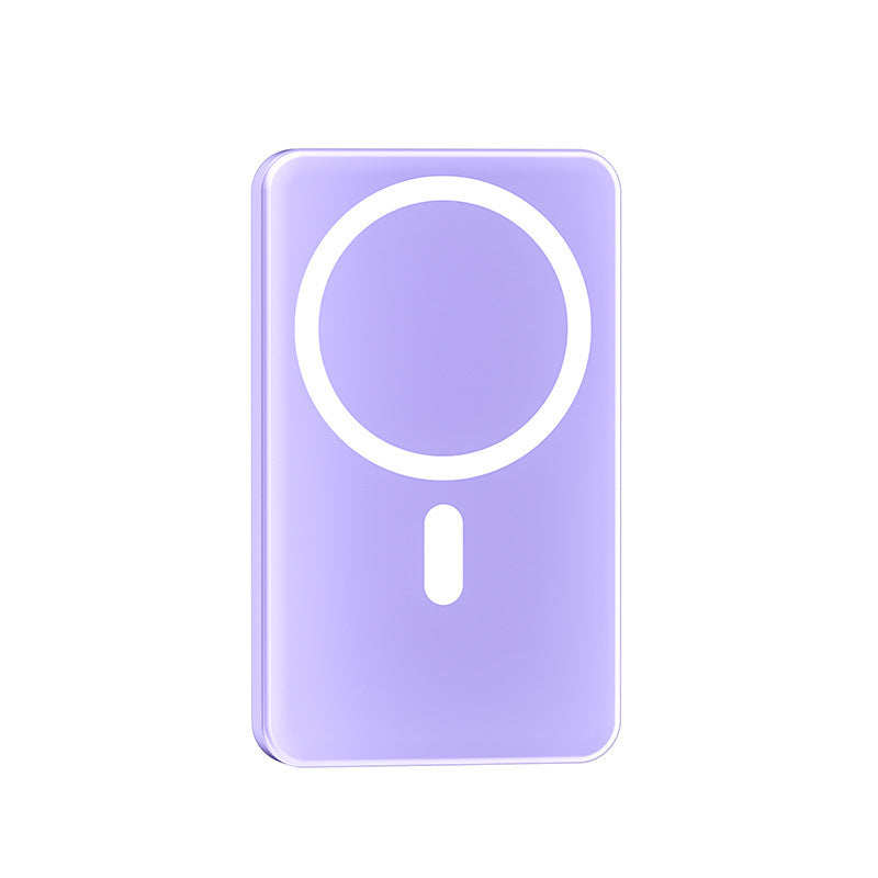 Purple phone case with a magnifying glass design on a white background