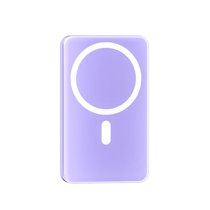 Purple phone case with a magnifying glass design on a white background