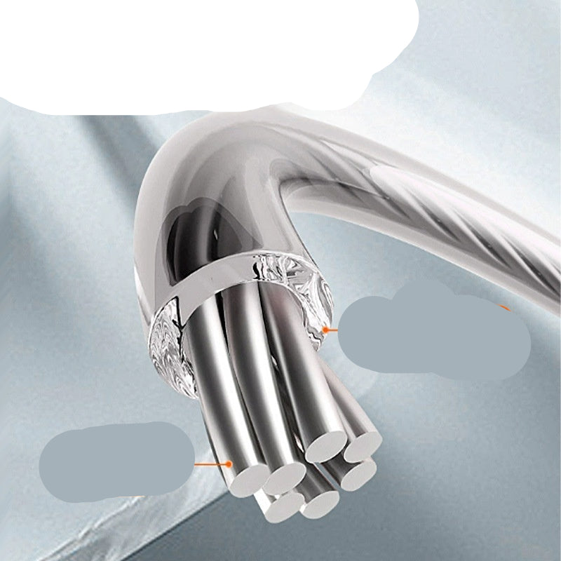 Stainless steel wire rope with anti-rust coating on a gray background