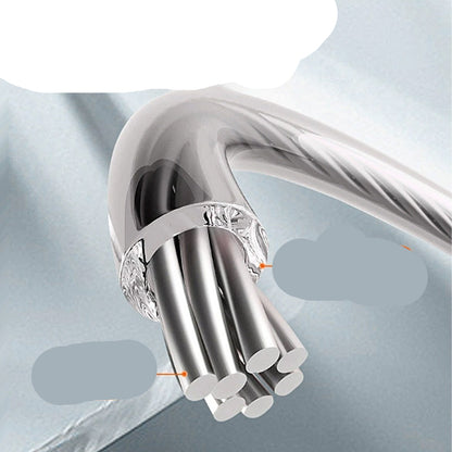 Stainless steel wire rope with anti-rust coating on a gray background