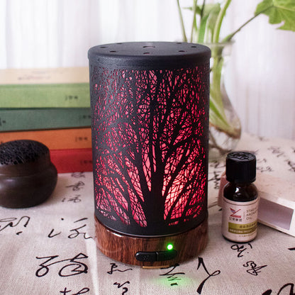 Tree Shadow Iron Art Aroma Diffuser Mute Humidifying Colorful Night Lamp Yoga Fragrance