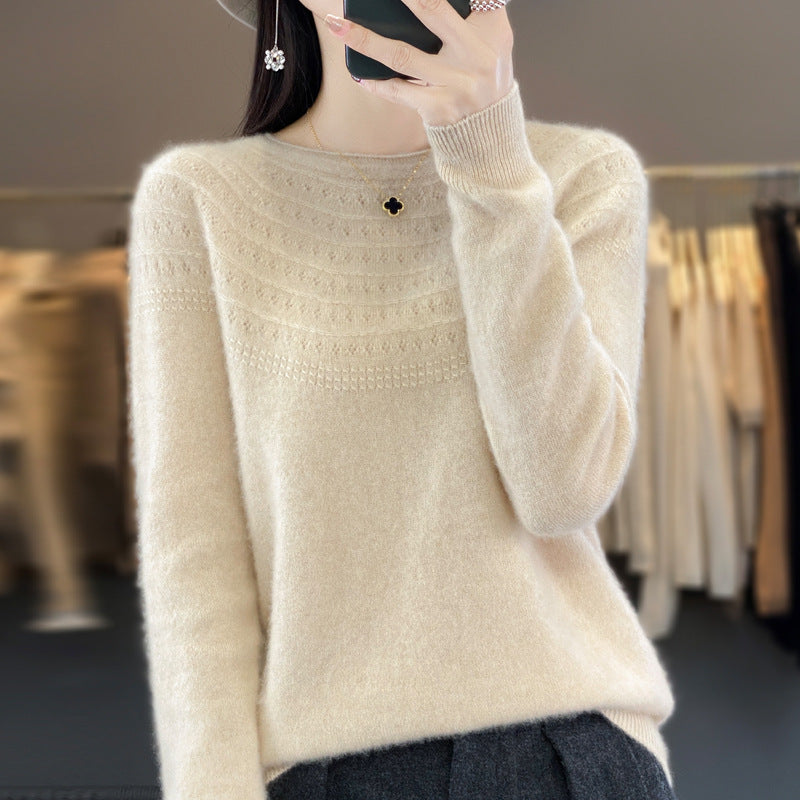 Seamless Front Line Ready-made Garments Curling Collar Hollow Sweater