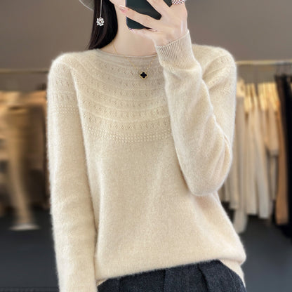 Seamless Front Line Ready-made Garments Curling Collar Hollow Sweater