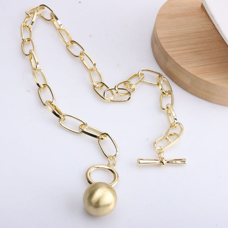 Female metal ball necklace