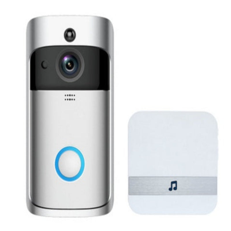 Smart doorbell with a small square device on a white background