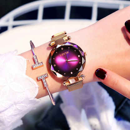 Rose Gold Women’s Starry Sky Magnet Strap Watch