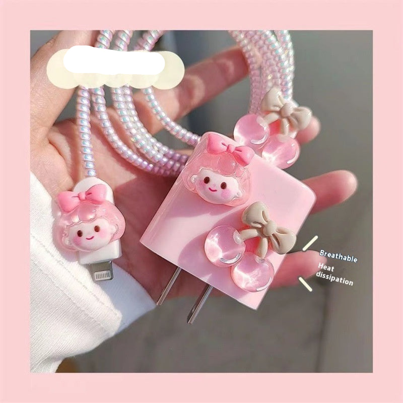 Fast Charge Data Cable Set - Cherry Girl with Protective Case