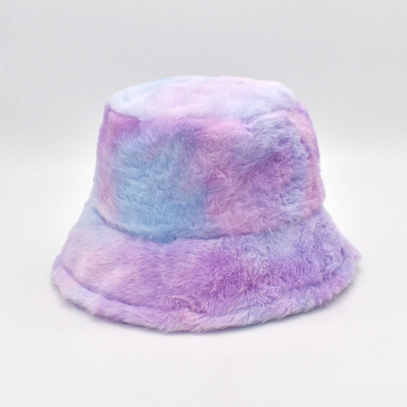 Women's Rainbow Rabbit Hair Fisherman Hat