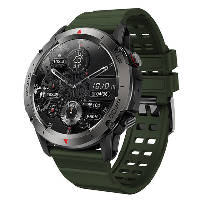 Smartwatch with a green strap on a white background