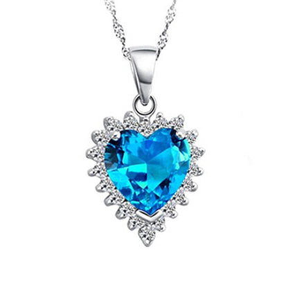 Micro Inlaid Zircon Heart Of The Ocean Necklace Ring Earings Set