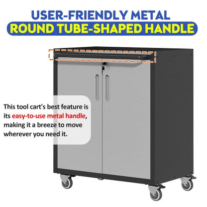 Heavy-Duty Metal Garage Storage Cabinet With Wheels - Sturdy And Durable Tool Storage Cabinet For Garage, Office, And Home Organizer Solutions