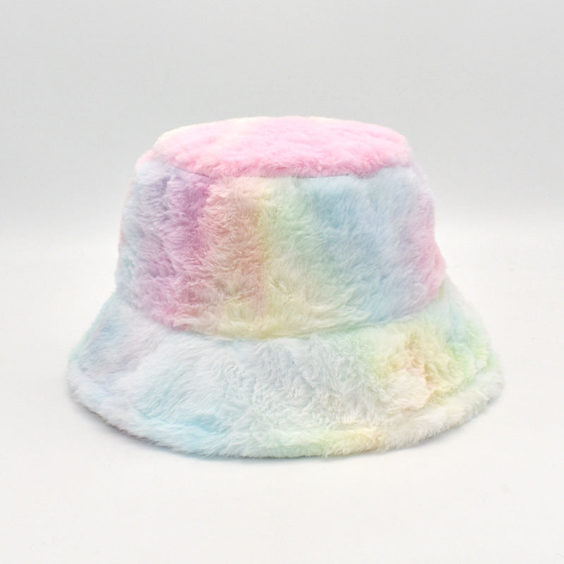 Women's Rainbow Rabbit Hair Fisherman Hat